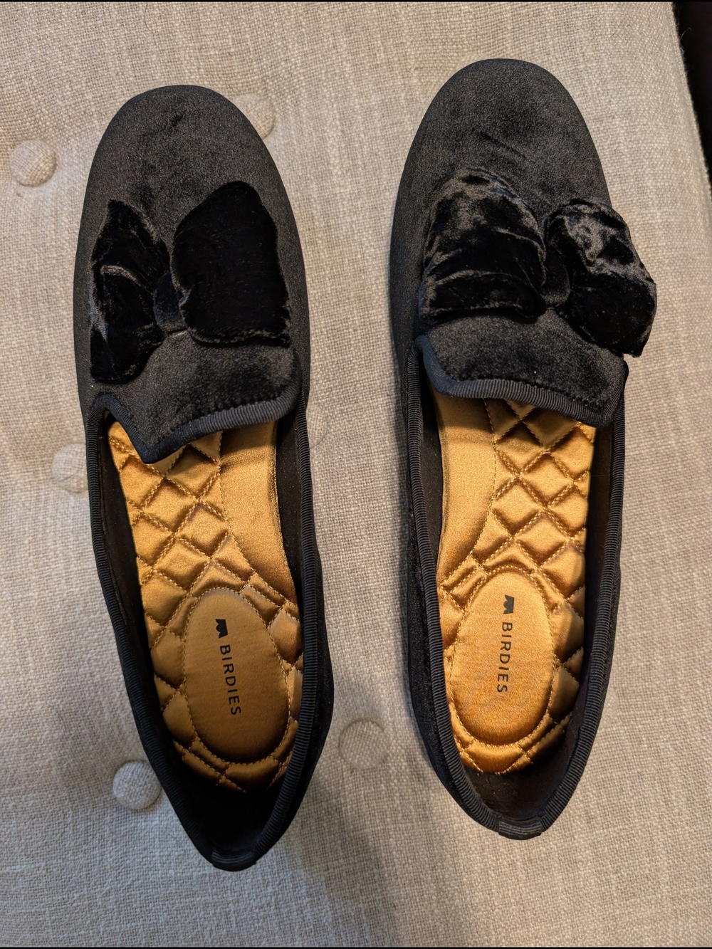 Birdies Black Velvet Bow Flats
